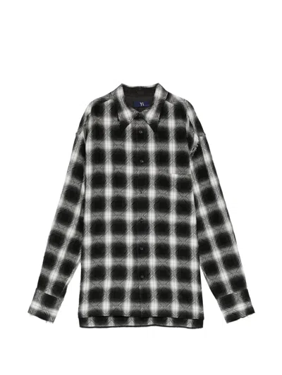 Y's Plaided Jacquard Shirt In Black