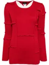 Y's Pleat Rib Knit Jumper In Red