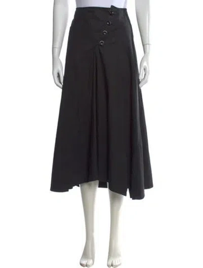 Pre-owned Y's Pleated Accents Midi Length Skirt In Gray