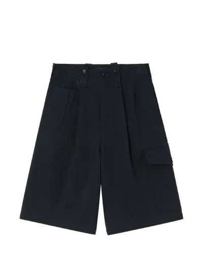 Y's Pleated Cargo Shorts In Blue