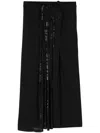 Y's Pleated Midi Skirt In Black