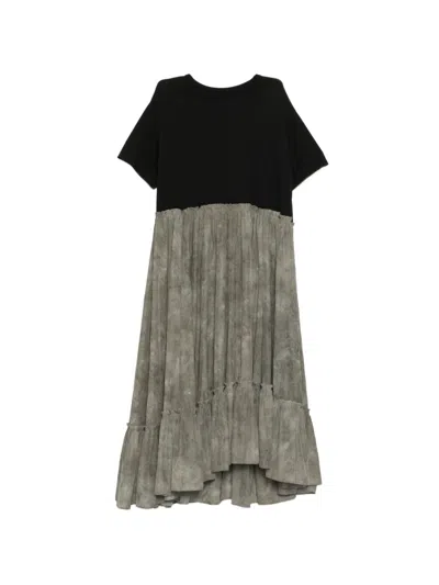 Y's Pleated Ruffled Dress In Gray