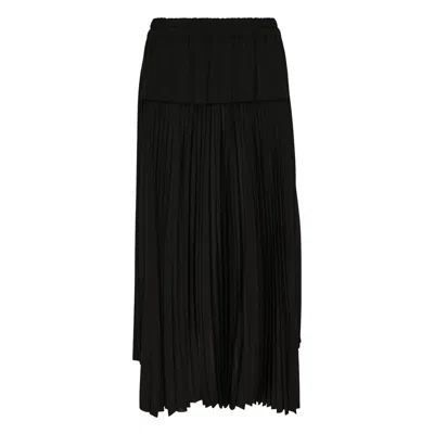 Y's Pleated Uneven Midi Skirt