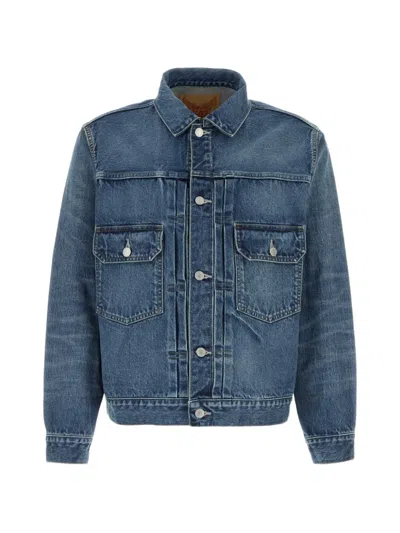 Y's Pleated-detail Denim Jacket In Blue