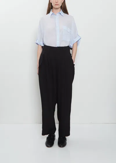 Y's Pleats Wide Twill Pant In Black