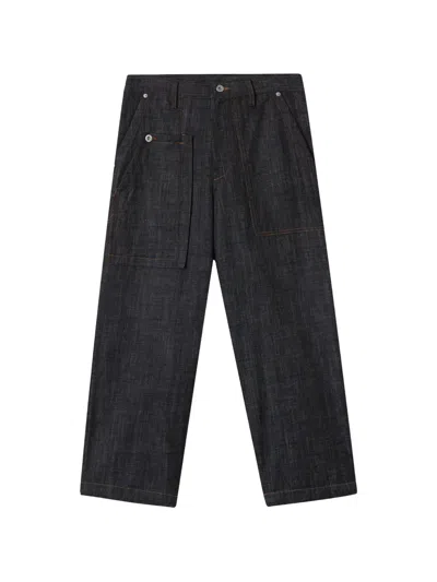 Y's Pocket Denim Trousers In Gray