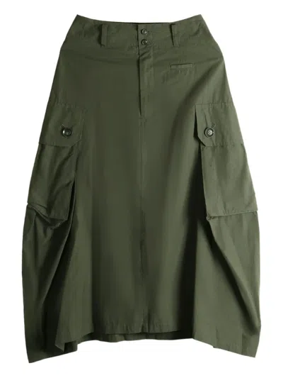 Y's Pocket-detailed Midi Skirt In Green