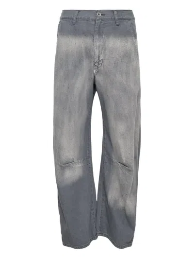 Y'S POCKET GUSSET-DETAIL WIDE-LEG JEANS