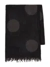 Y's Polka Dot Fringed Scarf In Black