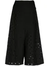 Y's Polka Dot Gabardine Cropped Trousers In Black