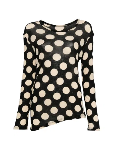 Y's Polka Dot Long-sleeve Top In Black