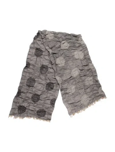 Pre-owned Y's Polka Dot Print Scarf In Grey