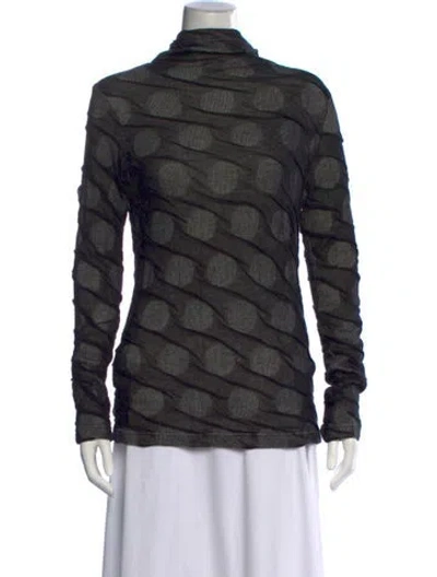 Pre-owned Y's Polka Dot Print Turtleneck Sweater In Black