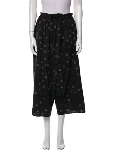 Pre-owned Y's Polka Dot Print Wide Leg Pants In Black