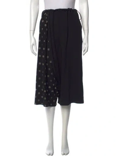 Pre-owned Y's Polka Dot Print Wide Leg Pants In Black