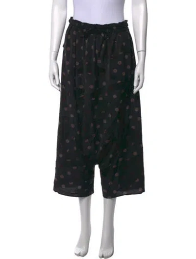 Pre-owned Y's Polka Dot Print Wide Leg Pants In Black