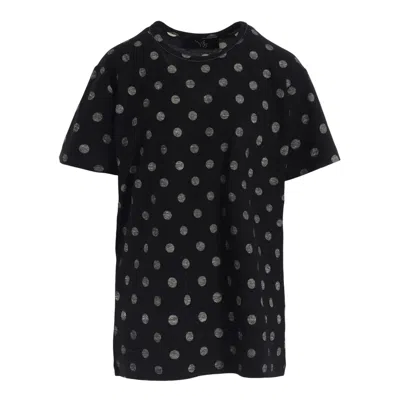 Y's Polka Dot  Stitch Big Tee In Black