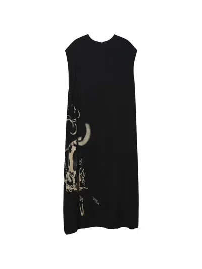 Y's Print Maxi Dress In Black