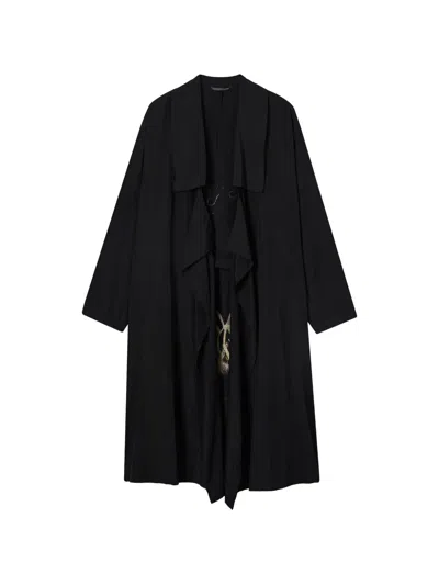 Y's Printed-collar Coat In Black