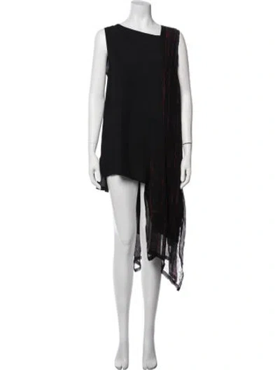 Pre-owned Y's Printed Mini Dress In Black