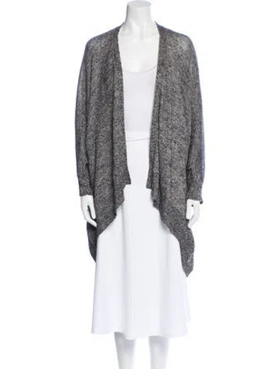 Pre-owned Y's Printed Open Front Sweater In Gray