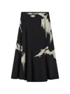 Y's Raw-edge Patterned Skirt In Black