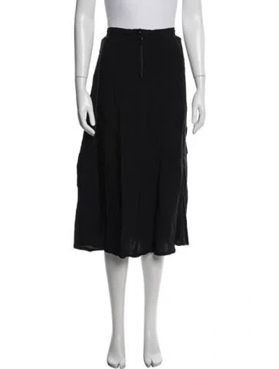 Pre-owned Y's Raw-edge Trim Midi Length Skirt In Black