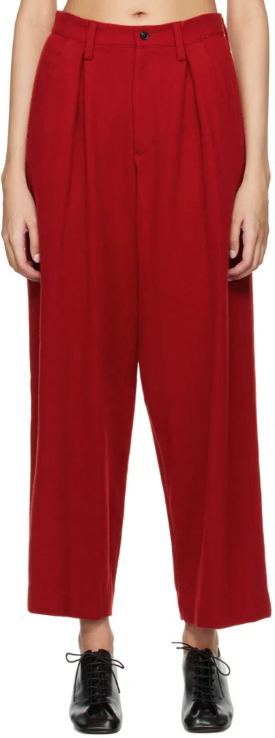 Y's Red Pleated Trousers In 1 Red