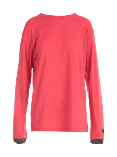 Y'S UNEVEN YARN X PE POLKA PIG L/S T-SHIRT,YD.T55.056 2 PINK