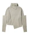 Y's Rib Multi-layered Turtleneck Wool Sweater In Nude