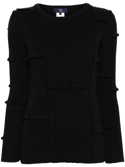 Y's Gerippter Pullover In Schwarz