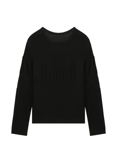 Y's Ribbed-knit Panelled Sweater In Black