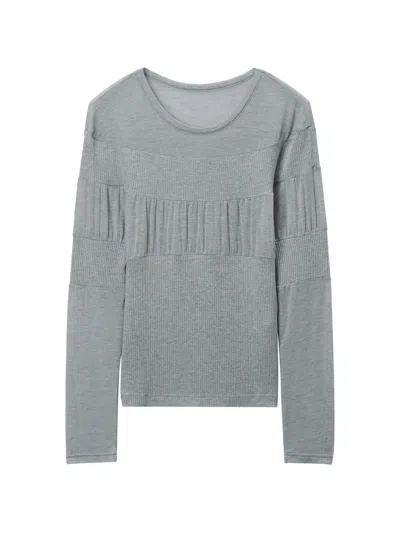 Y's Ribbed-knit Panelled Sweater In Gray