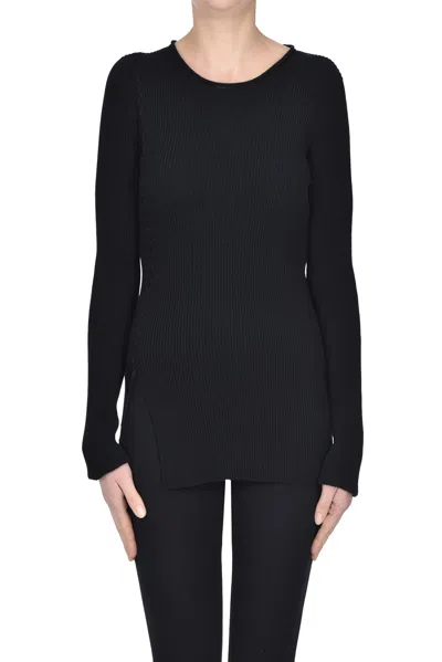 Y's Ribbed Knit Pullover In Black
