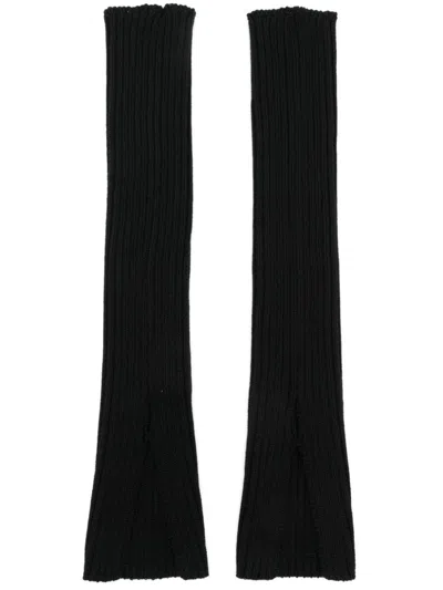 Y's Ribbed-knitted Arm Warmers In Black