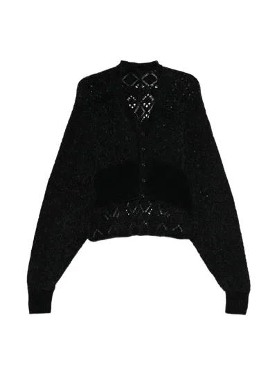 Y's Ribbed-knit Cardigan In Black