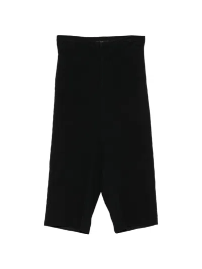 Y's Ribbed-knit Trousers In Black
