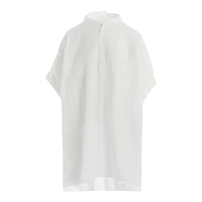 Y's Rolled Up Half Sleeve Blouse In White
