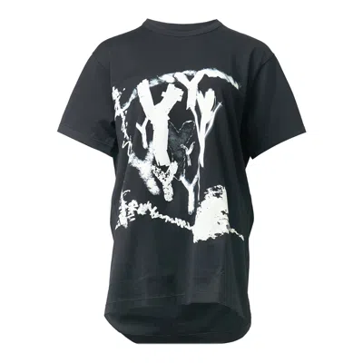 Y's Round Neck Half Sleeve Tee In Black