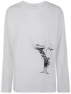 Y's Round Neck Long Sleeve T B In White