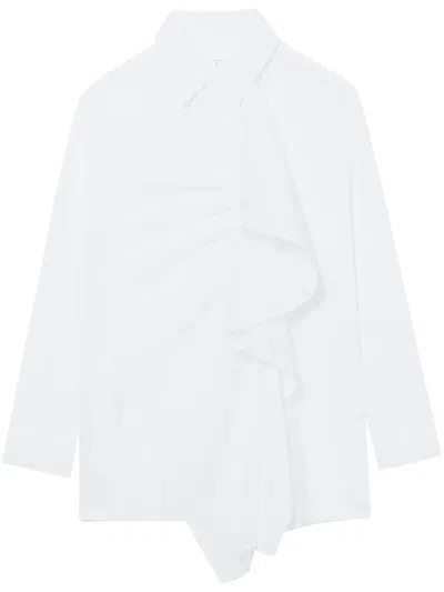 Y's Ruffle-detailing Cotton Shirt In Weiss