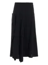 Y's Ruffled Midi Skirt In Black