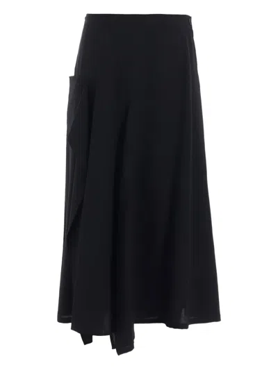 Y'S RUFFLED MIDI SKIRT