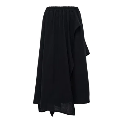 Y's Scarf Fabric Pants In Black