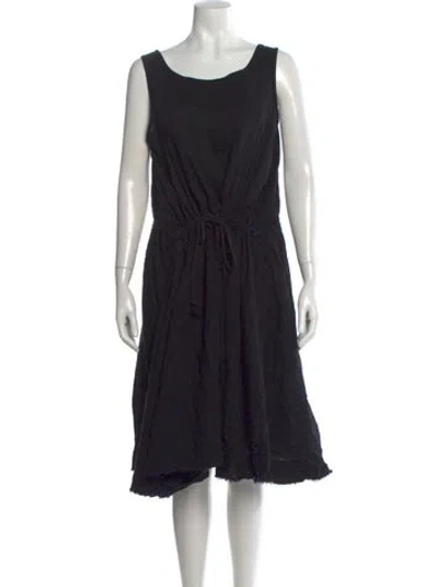 Pre-owned Y's Scoop Neck Knee-length Dress In Black