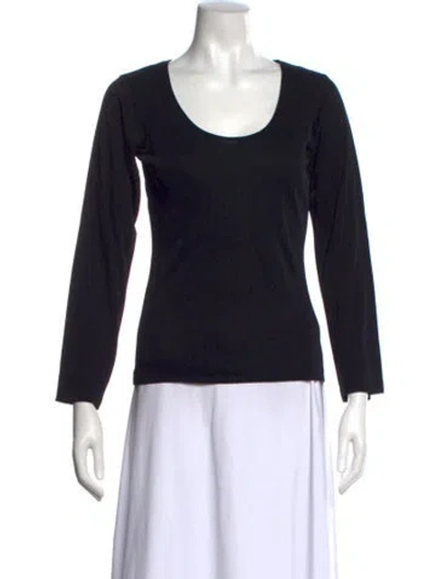 Pre-owned Y's Scoop Neck Long Sleeve Top In Blue