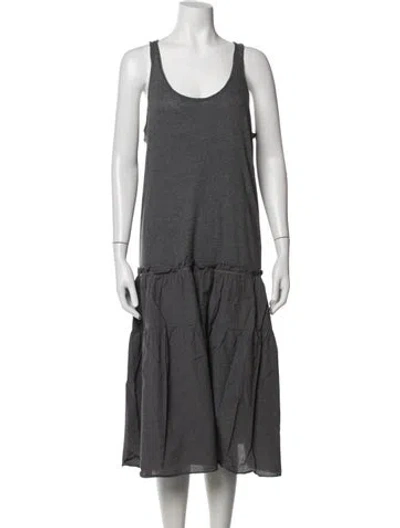 Pre-owned Y's Scoop Neck Midi Length Dress In Grey