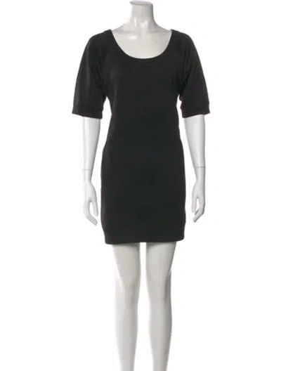 Pre-owned Y's Scoop Neck Mini Dress In Black