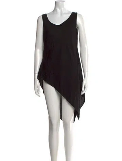 Pre-owned Y's Scoop Neck Mini Dress In Black
