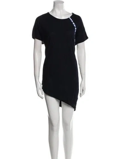 Pre-owned Y's Scoop Neck Mini Dress In Blue